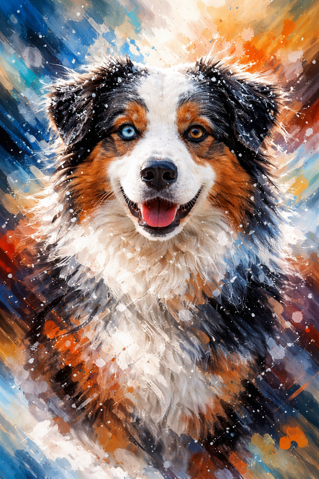 Tasse mit Motiv Hund, Watercolor Splash Art (Motiv vorn bei Henkel links)