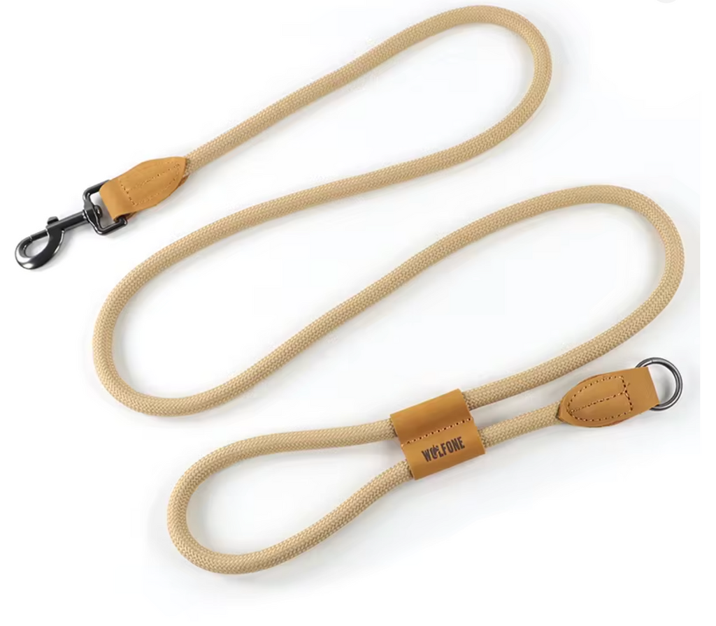 Hundeleine beige 180cm Länge – robust, angenehm in der Hand und ideal für den Alltag