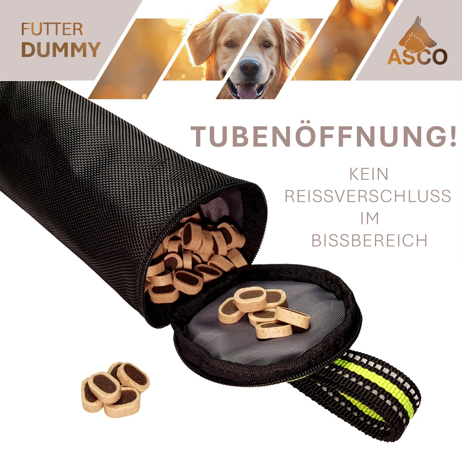 ASCO Dummy for dog training, retrieving, and treat-dispensing 21x7 cm