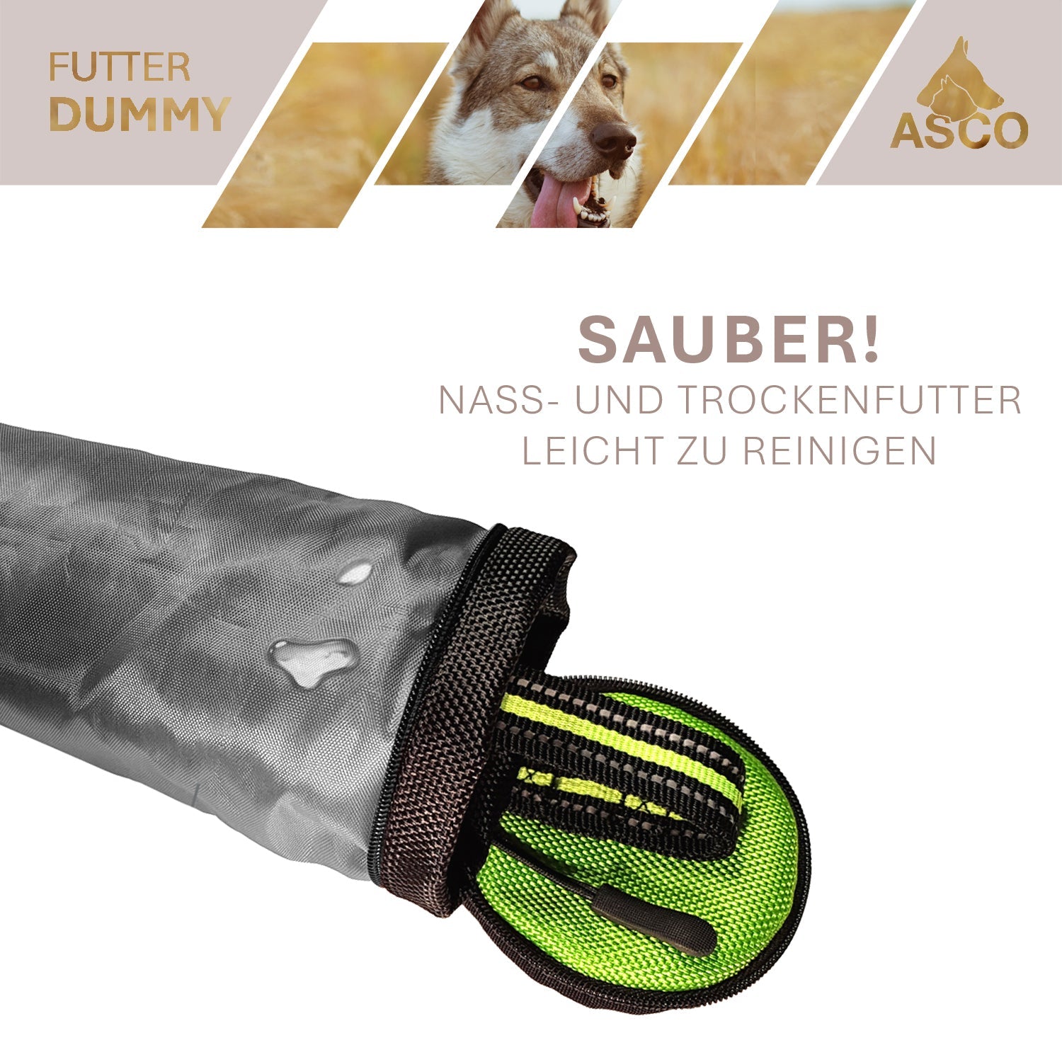 ASCO Dummy for dog training, retrieving, and treat-dispensing 21x7 cm