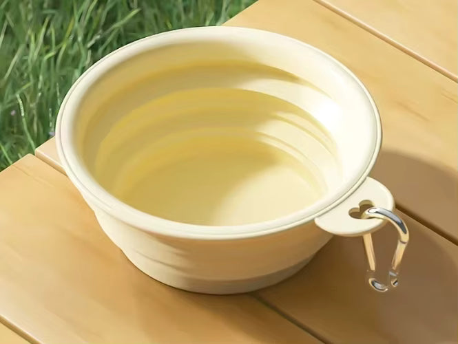 Hundenapf faltbar Silikon · Reisenapf Pastell · BPA-frei · Karabiner · Camping 350/ 1000ml