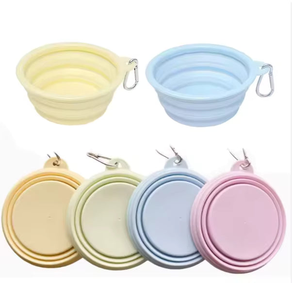 Hundenapf faltbar Silikon · Reisenapf Pastell · BPA-frei · Karabiner · Camping 350/ 1000ml