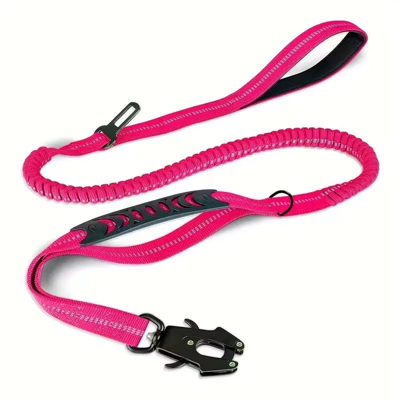 Laisse pour chien avec amortisseur, élastique, nylon robuste, 120-178cm, mousqueton - Auto