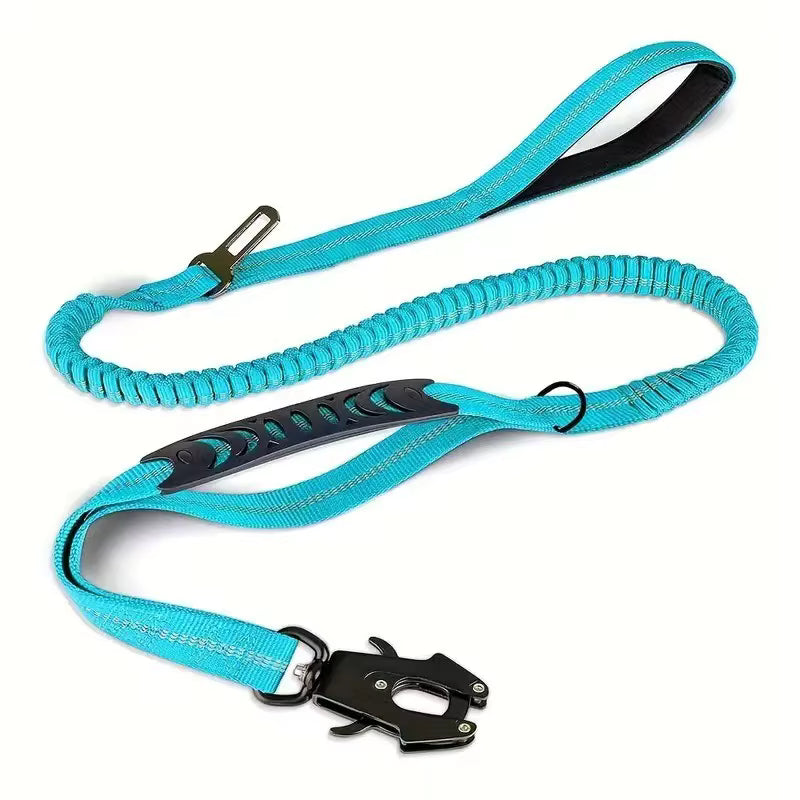 Laisse pour chien avec amortisseur, élastique, nylon robuste, 120-178cm, mousqueton - Auto