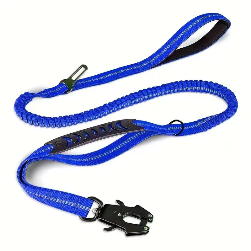 Laisse pour chien avec amortisseur, élastique, nylon robuste, 120-178cm, mousqueton - Auto
