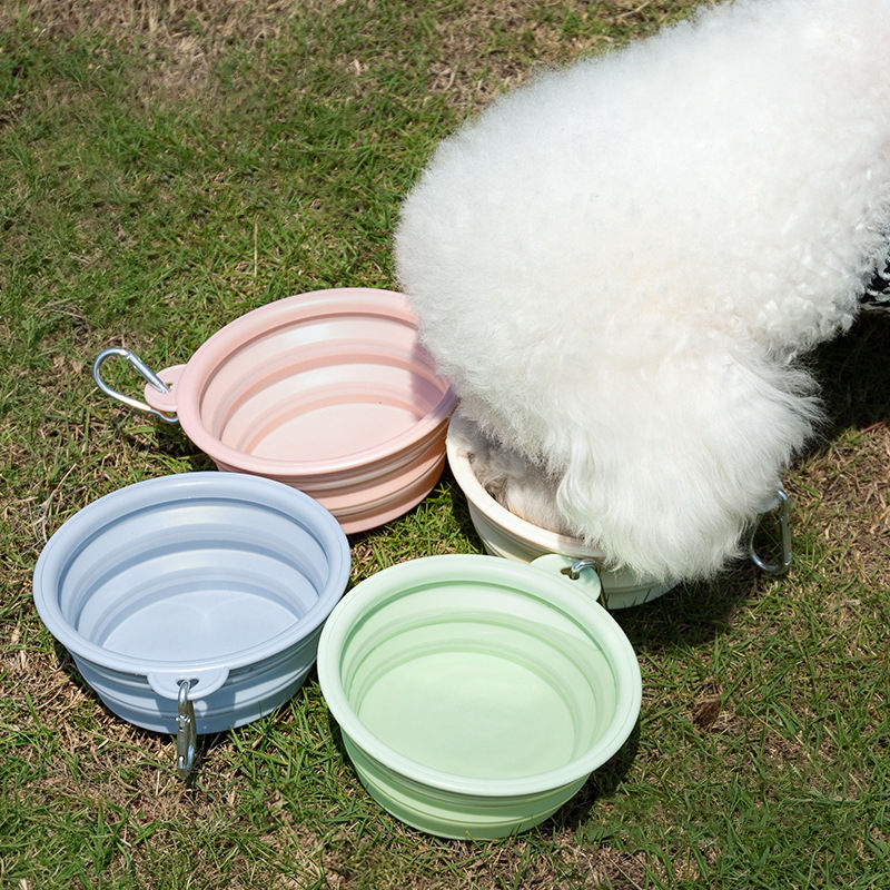 Hundenapf faltbar Silikon · Reisenapf Pastell · BPA-frei · Karabiner · Camping 350/ 1000ml