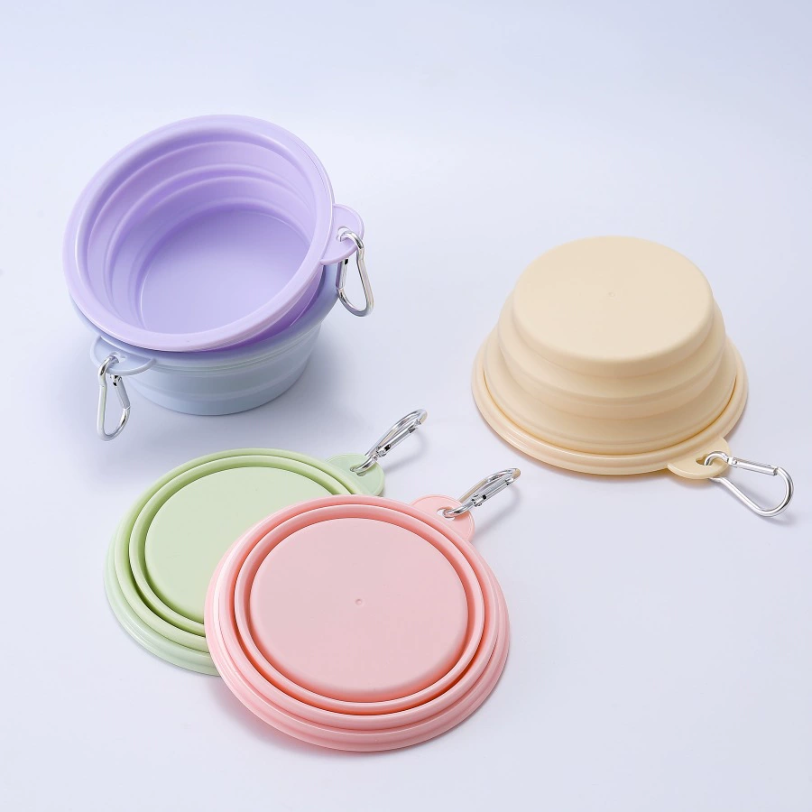 Hundenapf faltbar Silikon · Reisenapf Pastell · BPA-frei · Karabiner · Camping 350/ 1000ml
