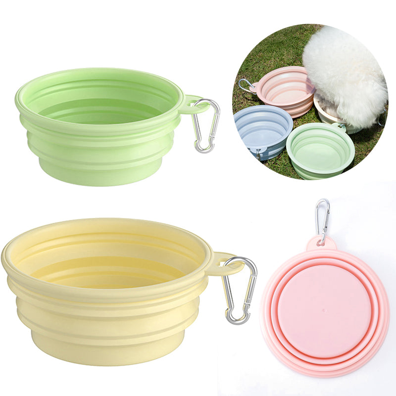 Hundenapf faltbar Silikon · Reisenapf Pastell · BPA-frei · Karabiner · Camping 350/ 1000ml