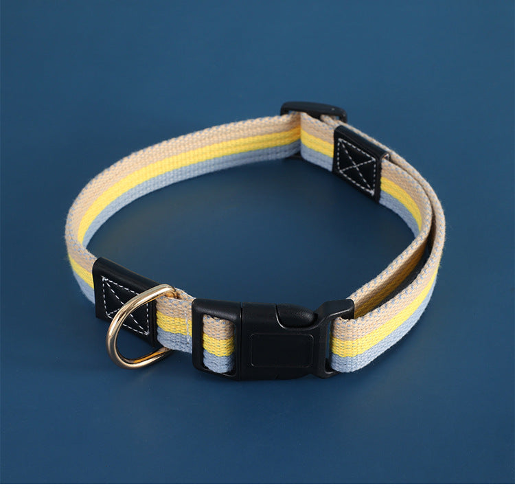 Collier pour chien en polyester rayé design bohème réglable – idéal en set avec la laisse assortie