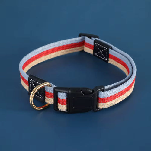 Dog Collar Polyester Stripes Boho Design Adjustable - great as a set with a matching leash