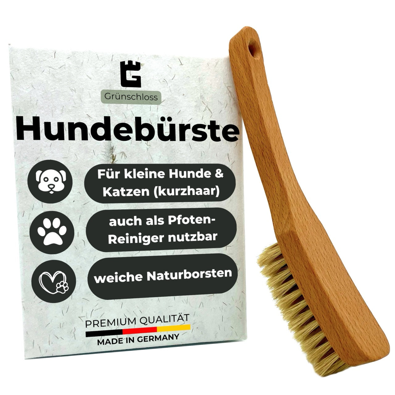 Brosse pour chat et chien à poils courts avec poils naturels doux