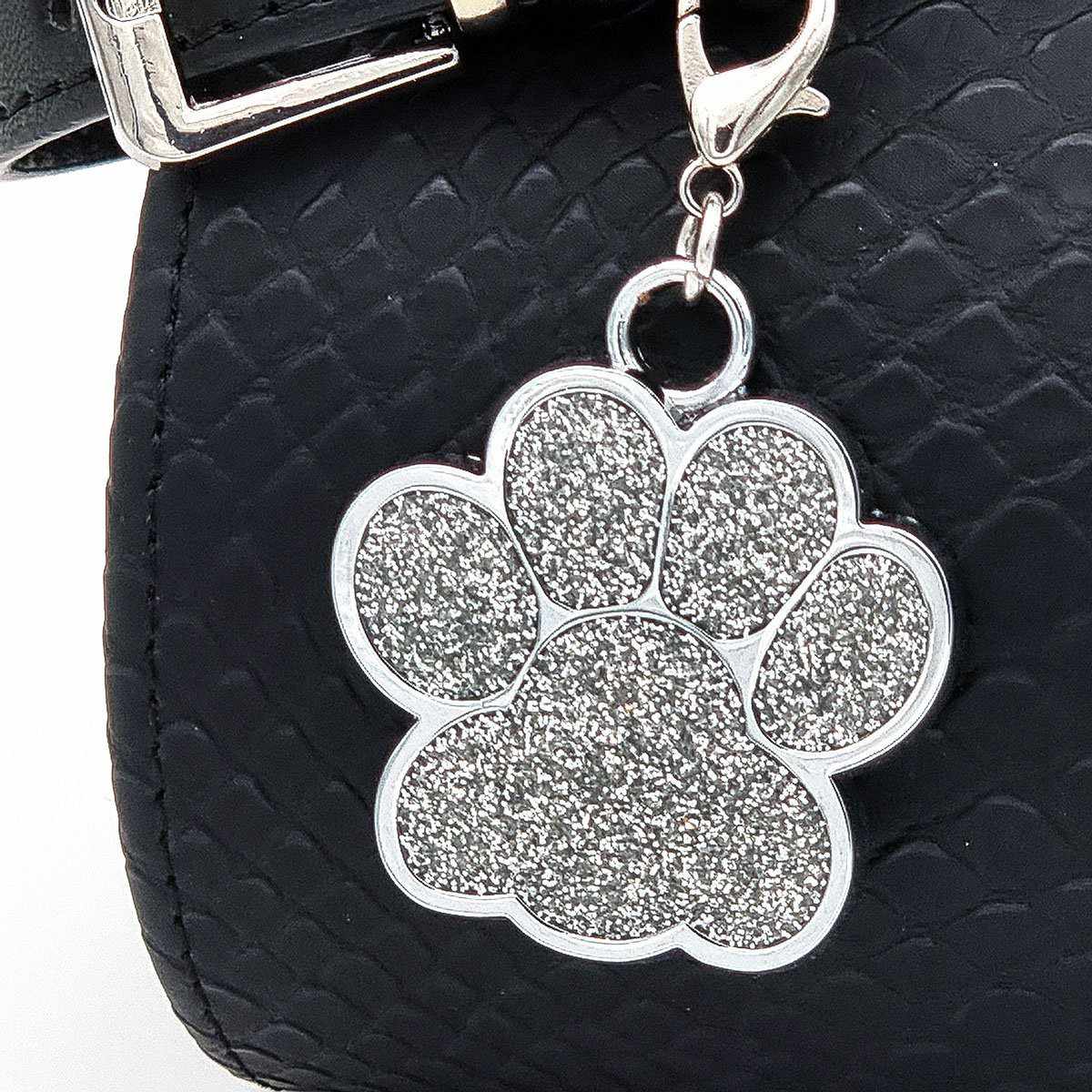 Médaille personnalisée en forme de patte – Plaque en métal avec gravure gratuite pour chiens et chats – Couleurs pailletées, différentes tailles et designs