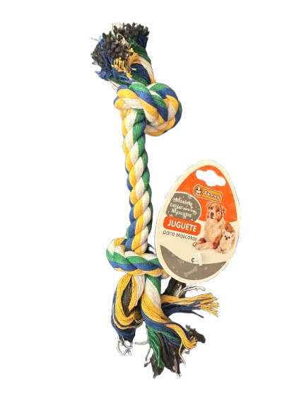 Jouet pour chien Corde à mâcher Coton tressé Nœuds 23cm multicolore robuste