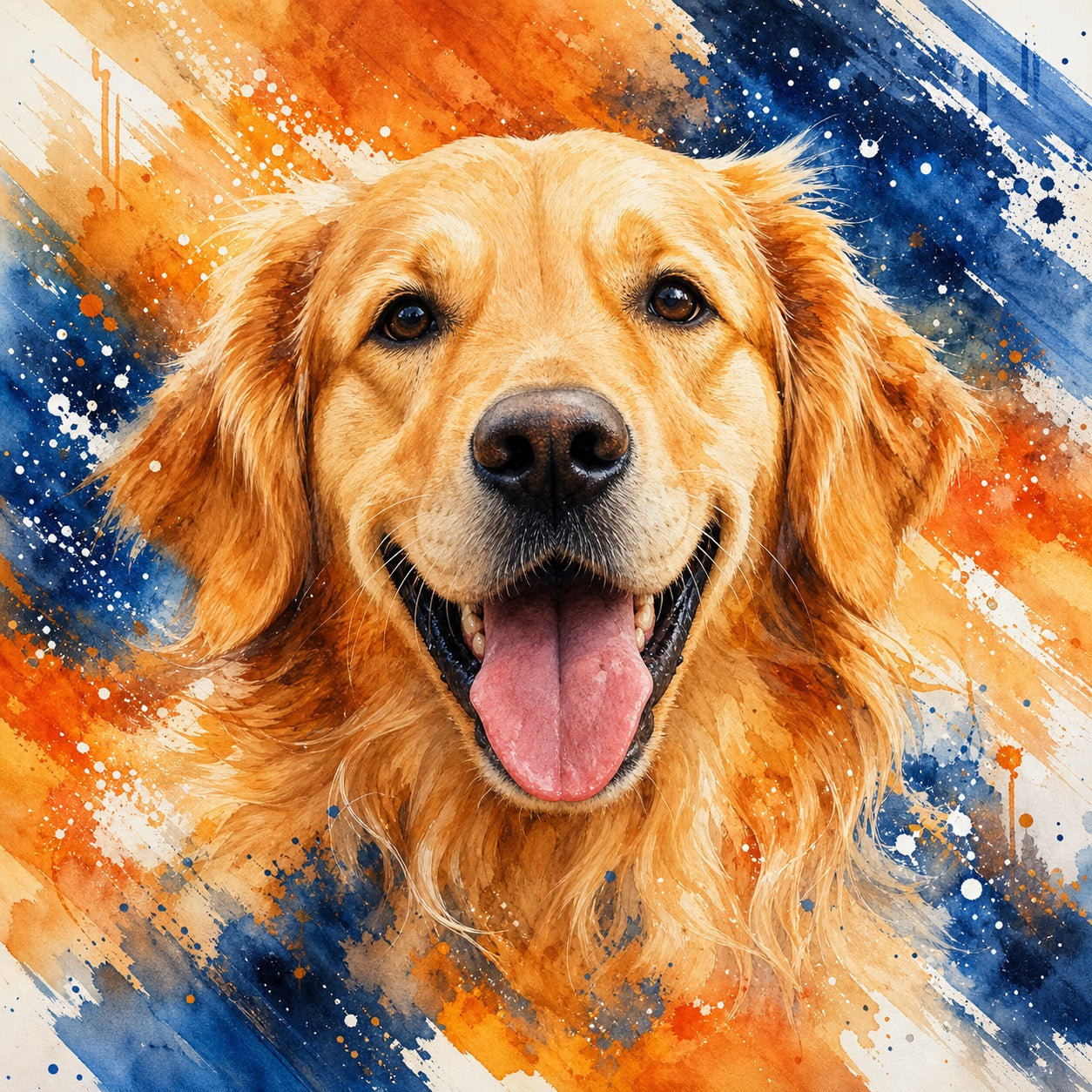 Tasse mit Motiv Hund, Watercolor Splash Art (Motiv vorn bei Henkel links)