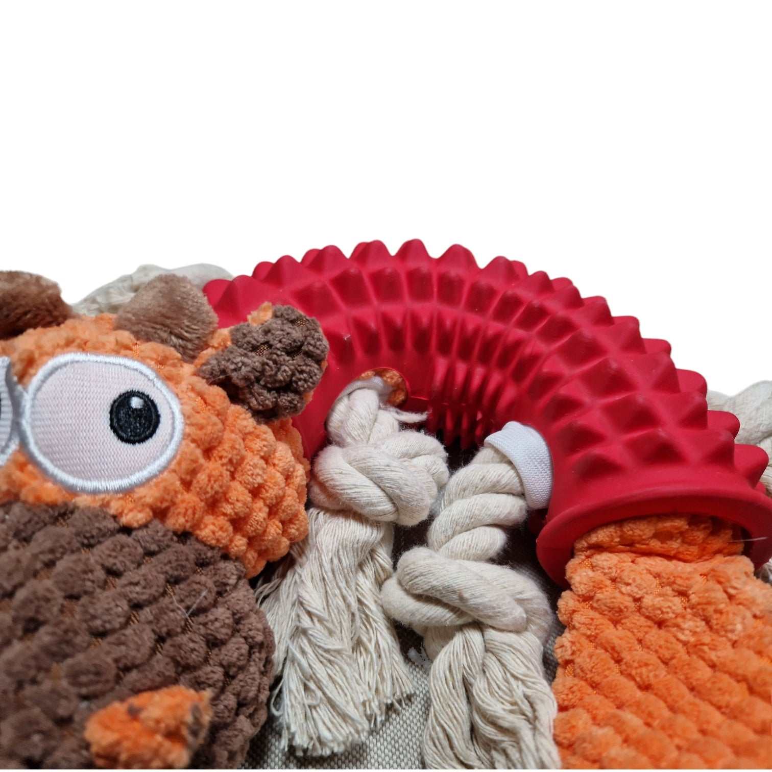 Dog Toy Puppy Natural Rubber with Cotton Rope