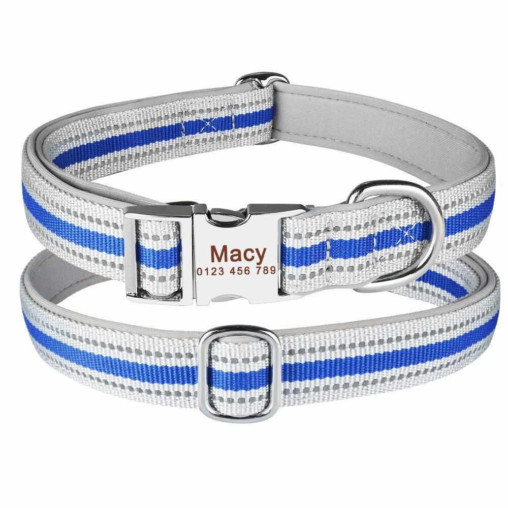 Collier pour chien hautement réfléchissant avec nom gravé