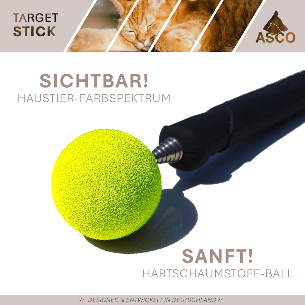 ASCO Target Stick - Bâton télescopique pour chiens et chats avec balle souple