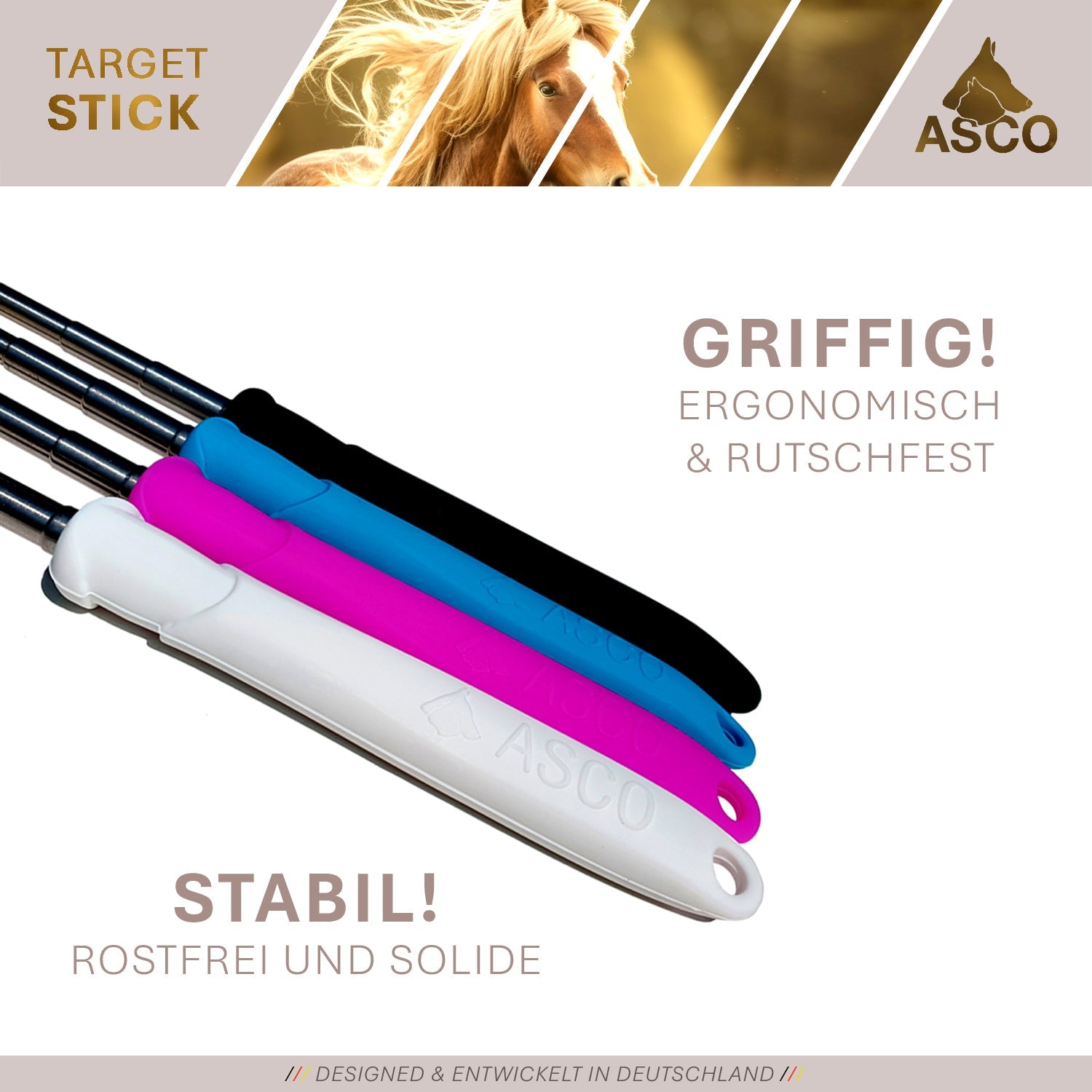 ASCO Target Stick - Bâton télescopique pour chiens et chats avec balle souple