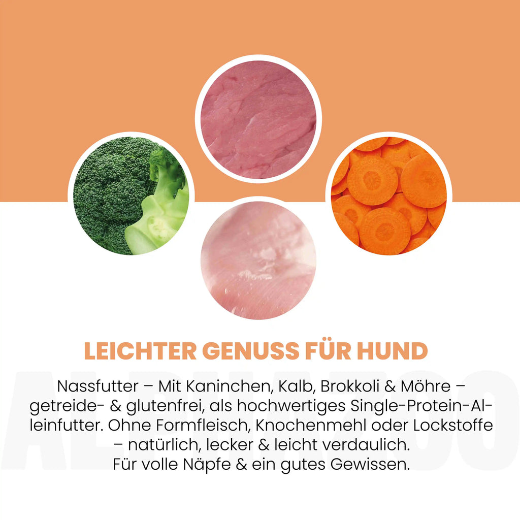 Kaninchen + Kalb Nassfutter für Senior Hunde