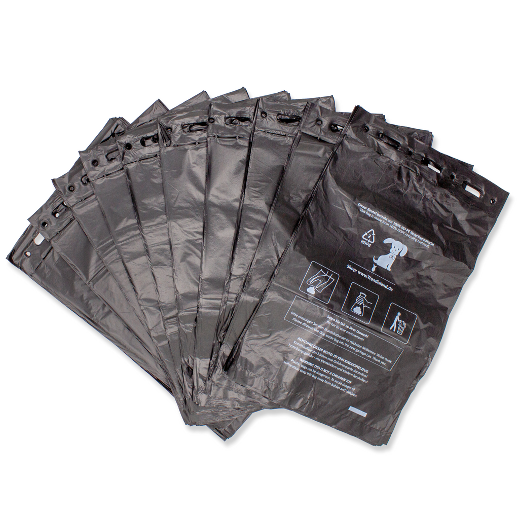 1000 black dog poop bags for hanging, 21x31.5 cm – Tear-resistant, opaque & eco-friendly
