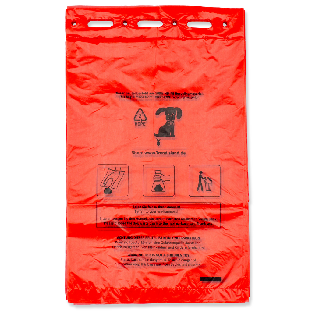 1000 red dog waste bags for hanging 21×31.5 cm – Tear-resistant, odor-proof & eco-friendly