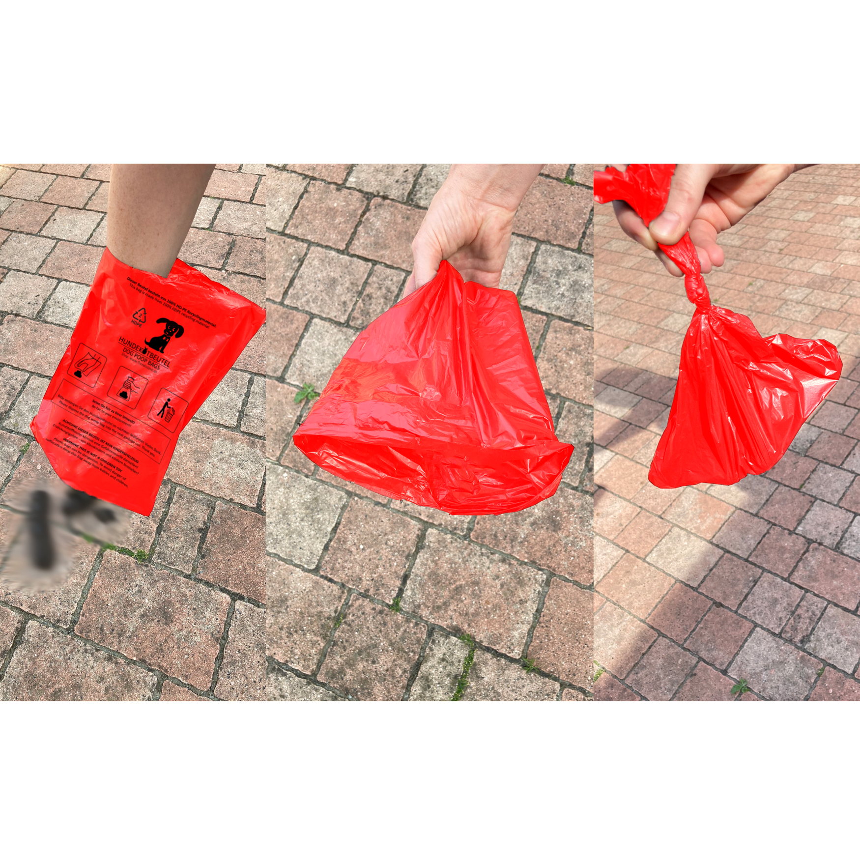 1000 red dog waste bags for hanging 21×31.5 cm – Tear-resistant, odor-proof & eco-friendly