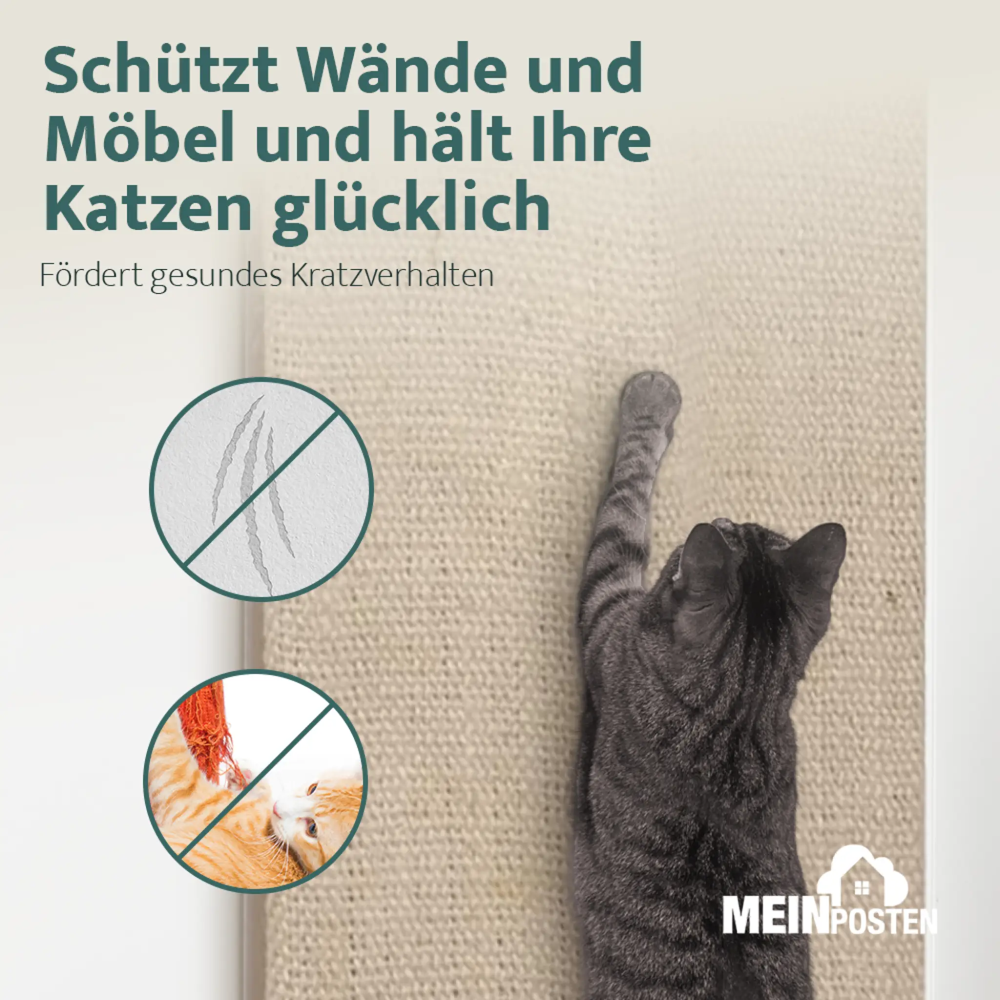 Griffoir Tapis à griffer mural 80x28 cm Griffoir d'angle Arbre à chat Sisal