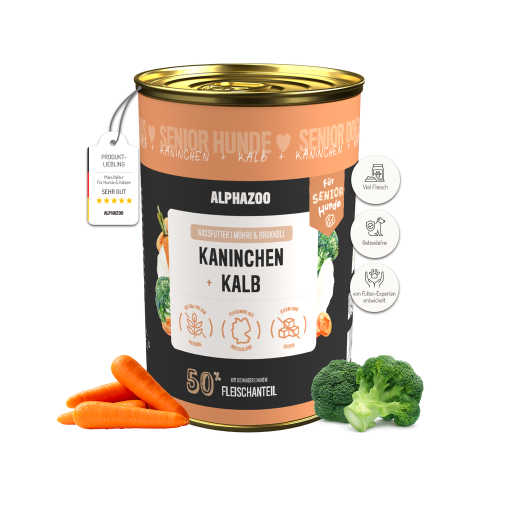 Kaninchen + Kalb Nassfutter für Senior Hunde