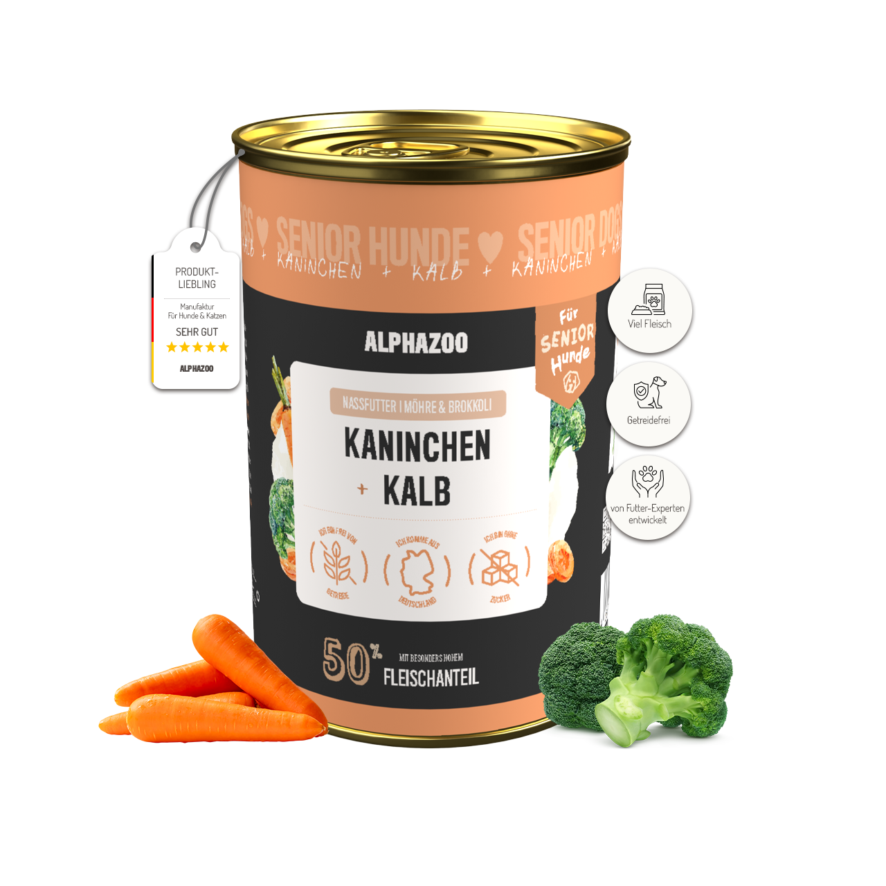 Kaninchen + Kalb Nassfutter für Senior Hunde