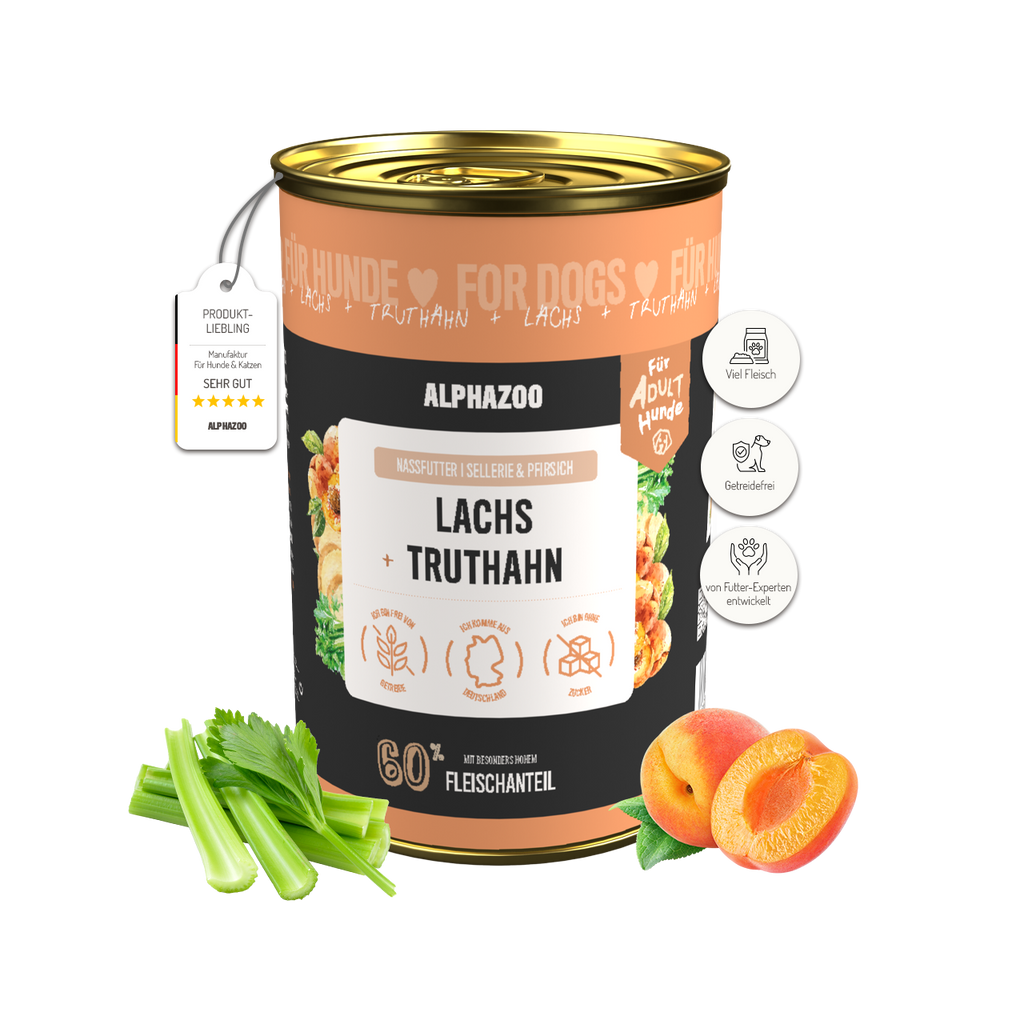 Lachs + Truthahn Nassfutter für Adult Hunde