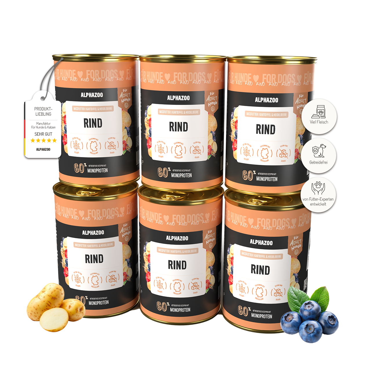 Monoprotein Rind Nassfutter für Hunde