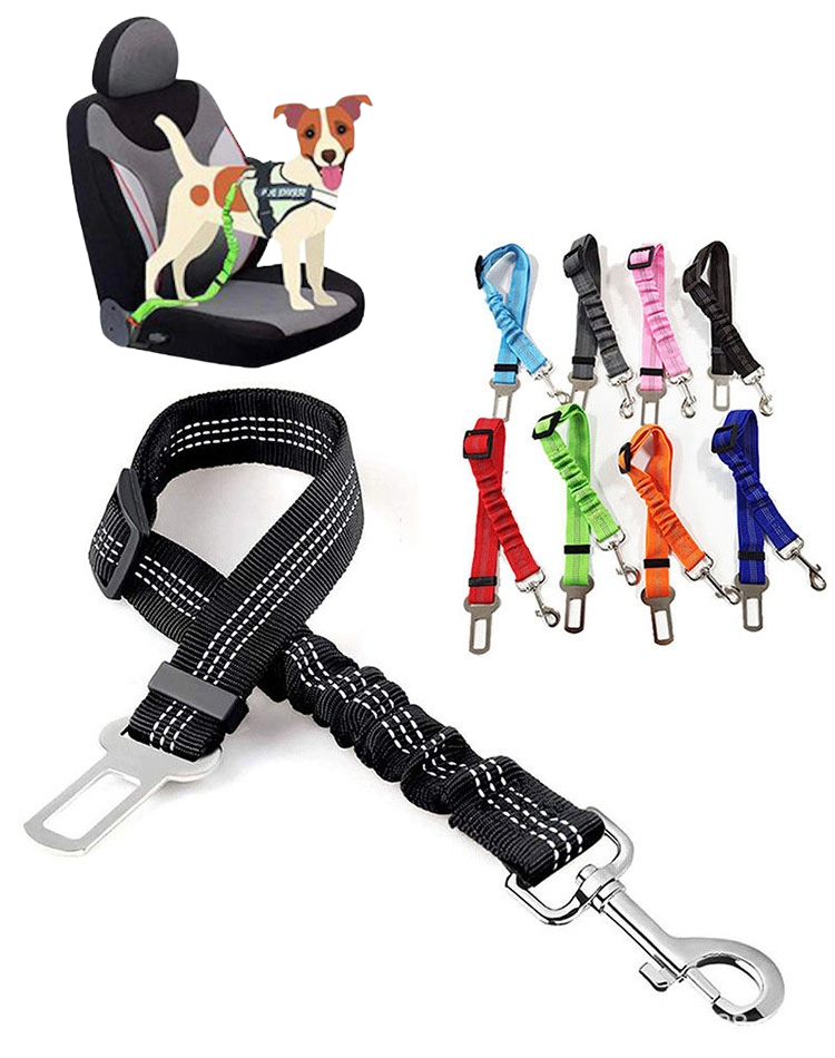 Ceinture de sécurité chien voiture extensible avec mousqueton pivotant, 74cm